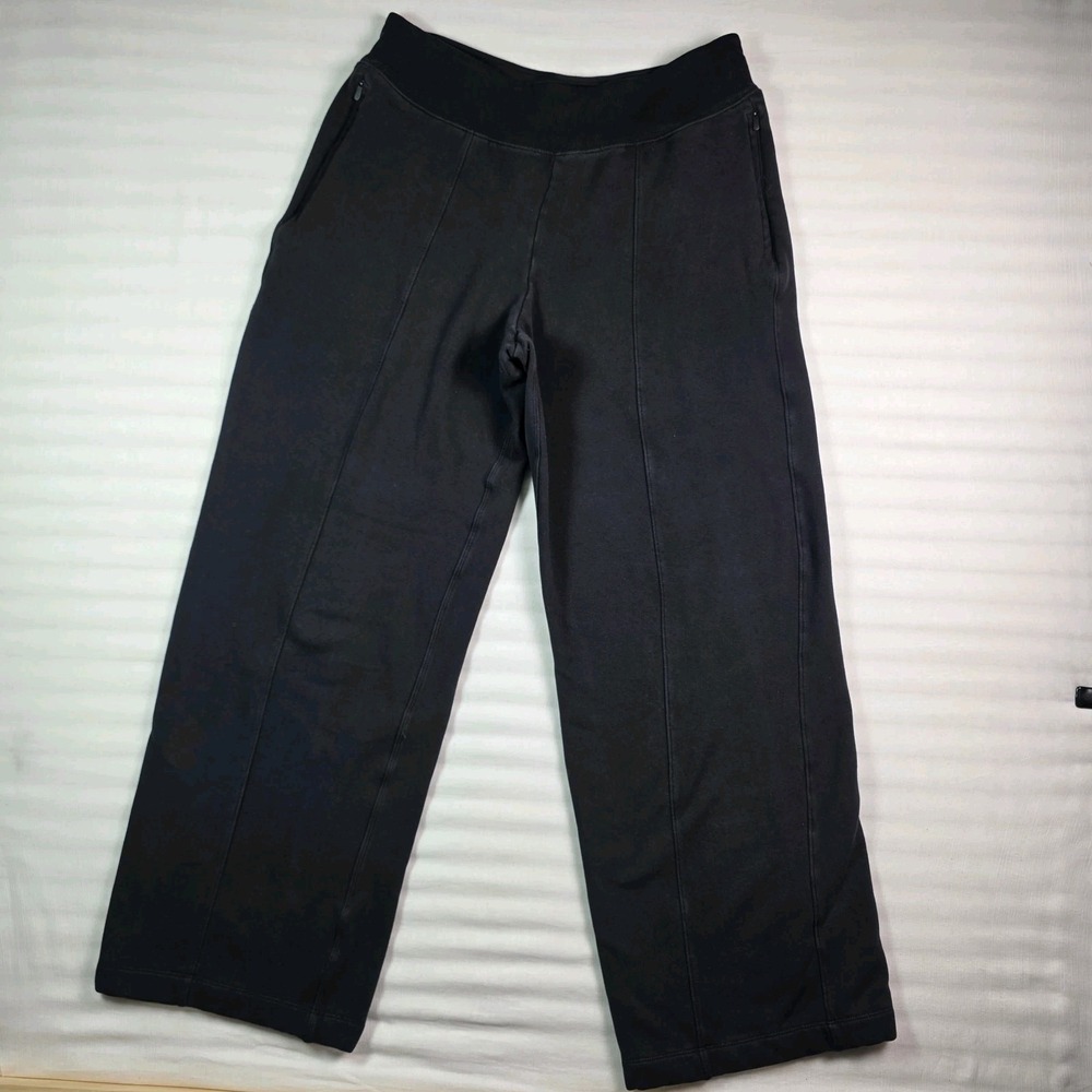 Athleta Pants Womens Large Tall Black Wide Leg Warm Front Seam Pants